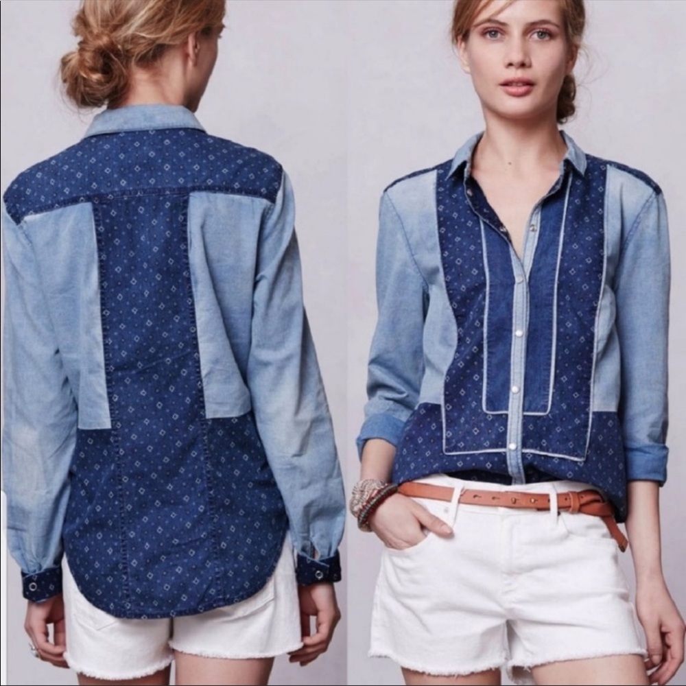 Snap button denim shirt